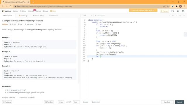 LeetCode 003 Longest Substring Without Repeating Characters - [Java] смотреть онлайн