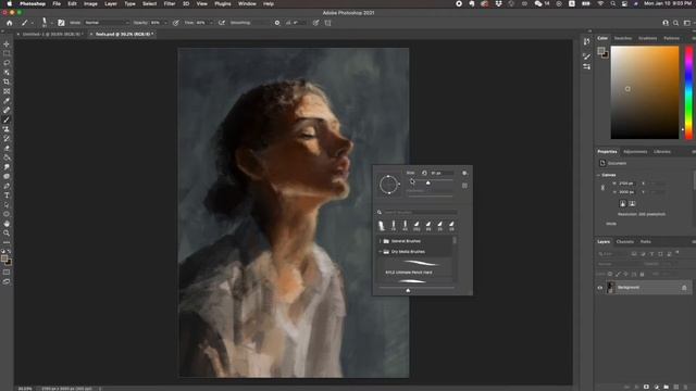 Speed Painting | Digital portrait oil painting feel | Photoshop + Wacom смотреть онлайн