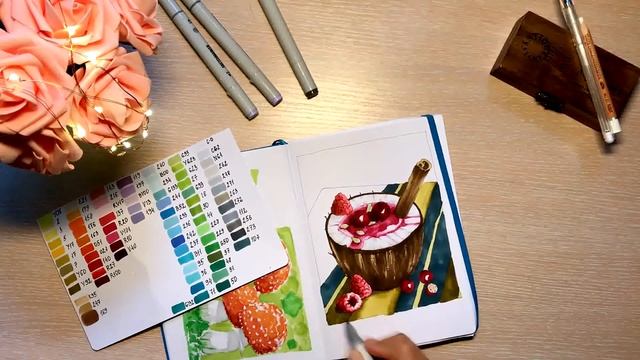 SPEED PAINTING / Рисуем летний десерт в кокосе! смотреть онлайн