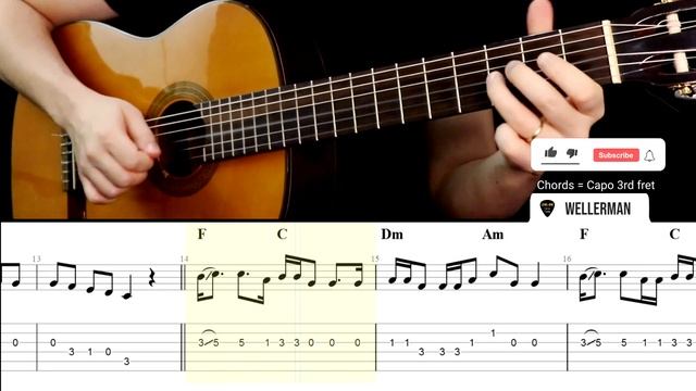 WELLERMAN Guitar Tabs Tutorial | Cover (Sea Shanty / Nathan Evans) смотреть онлайн