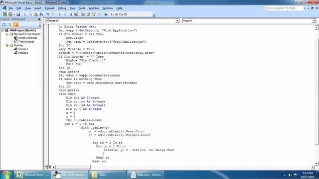 How To Import Word Table Data into Microsoft Excel Using VBA in Tamil Part-3 смотреть онлайн