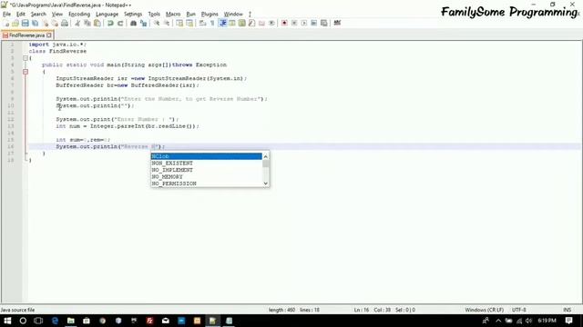 FamilySome Programming- |Find Reverse Number And Find It's Sum in JAVA| смотреть онлайн