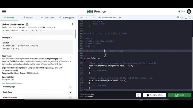 Linked List Series #1 - Insert at the beginning and End of Linked List in JAVA смотреть онлайн