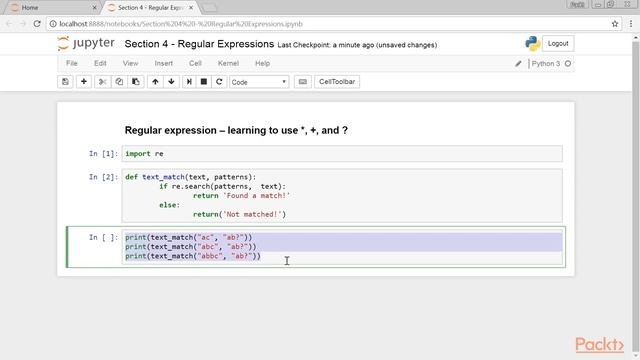 Text Processing using NLTK in Python: Regular Expression – Learning to Use *, +, and ?| packtpub.co смотреть онлайн