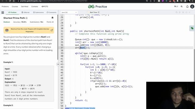 Shortest Prime Path || GFG POTD 6 Jan 2023 Solution ||Java || #geeksforgeeks #code #solution смотреть онлайн