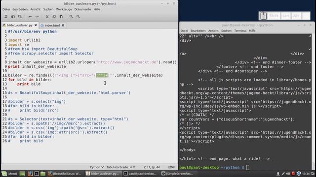 Python-Programmierung - die Adressen der Bilder einer HTML-Seite herausfiltern смотреть онлайн