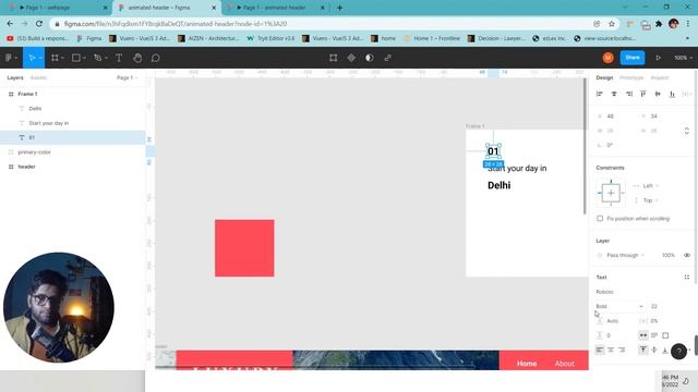 Figma Animated header design using interactive component
