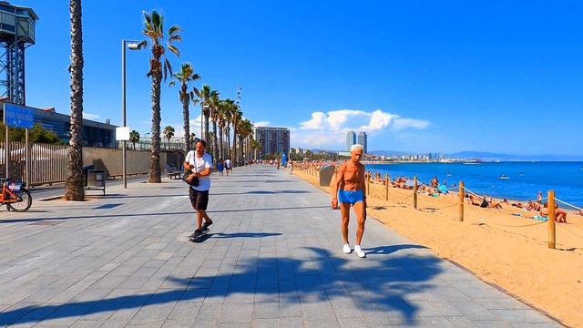 Walking Along Barcelona's Beaches #1 San Sebastian Beach and Sant Miquel Beach, 4K, Spain ?? смотреть онлайн