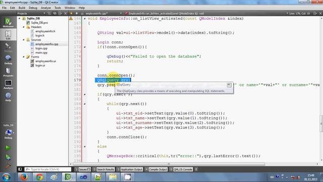 QT C++ GUI Tutorial 22- Database values in QlineEdit or textbox if select QListView смотреть онлайн