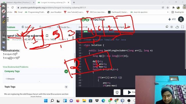 lecture 4.1Longest increasing subArray and its sum смотреть онлайн