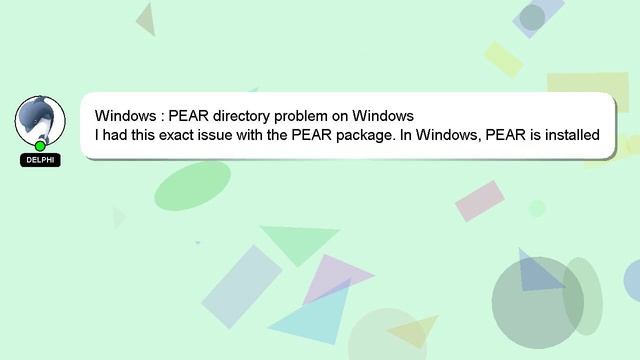 Windows : PEAR directory problem on Windows смотреть онлайн