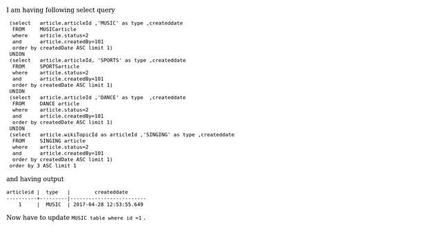 Databases: Update table where table name in select query itself смотреть онлайн