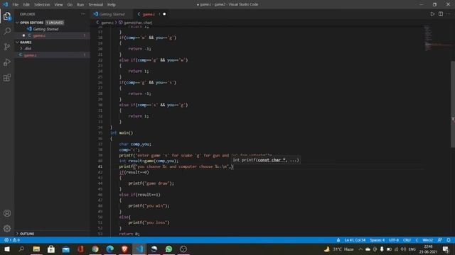 Snake Water Gun Game Using C Language #Gautam #C #Python #VSCode #Code смотреть онлайн