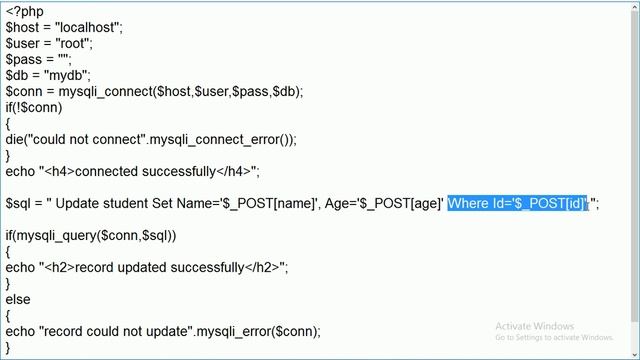 Update Record in PHP смотреть онлайн