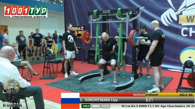 Суржицкая Лия, присед 200 кг смотреть онлайн