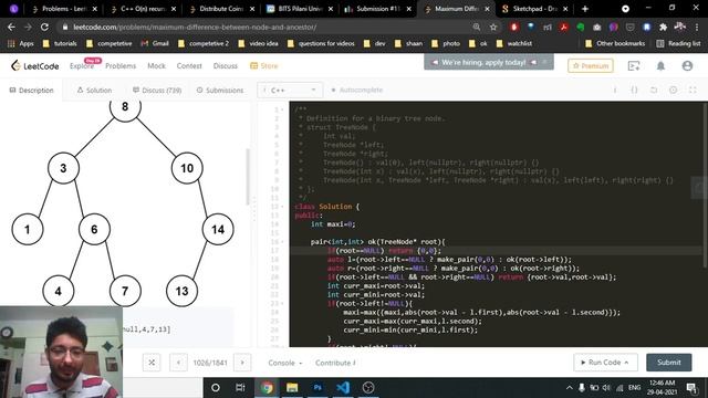 1026. Maximum Difference Between Node and Ancestor | LEETCODE MEDIUM | BINARY TREE | CODE EXPLAINER смотреть онлайн
