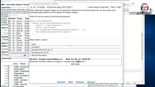 Wrappers and the equals() method. (enthuware.ocajp.i.v8.2.1259) смотреть онлайн