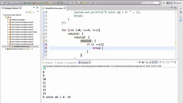 Curso de Java 18: Comandos Break e Continue смотреть онлайн