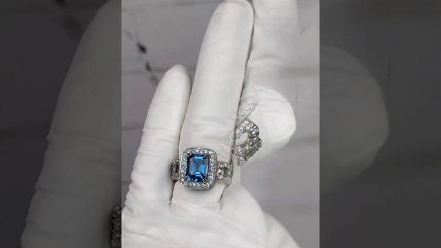 СЕРЕБРЯНОЕ КОЛЬЦО С НАТУРАЛЬНЫМ ГОЛУБЫМ ТОПАЗОМ LONDON BLUE! смотреть онлайн