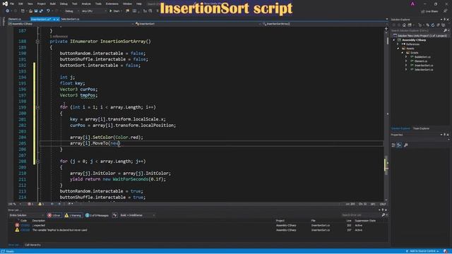 Sorting Algorithms Visualization. Insertion Sort. Useable Unity. Basics Unity. смотреть онлайн