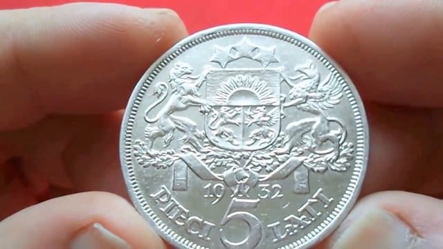 Latvia  Silver 5 Lati 1932 (Латвия 5 Лат Серебро 1932 )