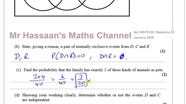 WST01/01 (Edexcel) IAL S1JAN 2020 Q2 Probability - Venn Diagrams смотреть онлайн