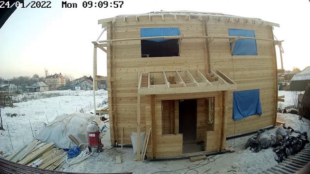 Стройка дома из двойного бруса. Часть 7 - Утепление эковатой