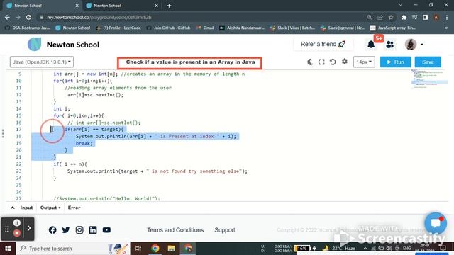Linear Search in Java Newton School Easy Level Interview Quetion смотреть онлайн