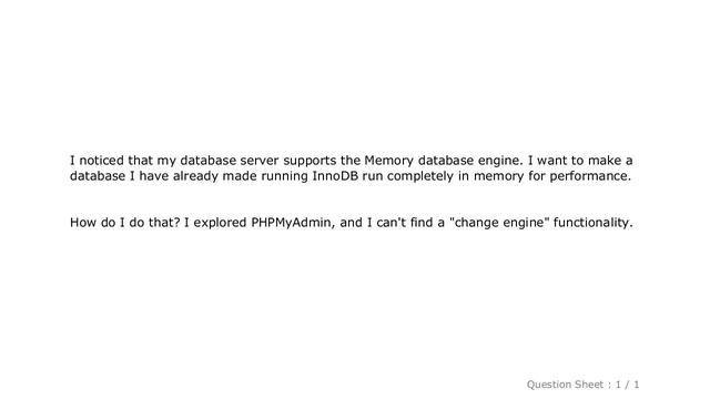 MySQL : How do I make a MySQL database run completely in memory? смотреть онлайн