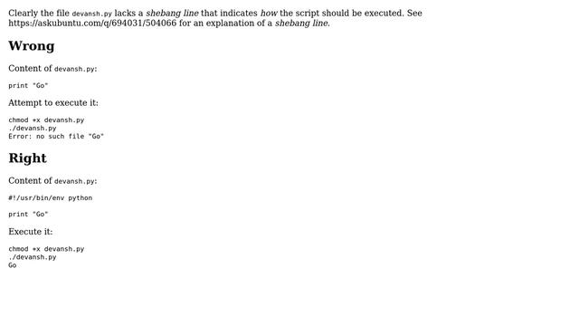 Error: no such file when trying to run a .py file after making executable on lubuntu? смотреть онлайн