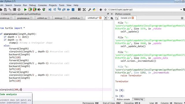 PYTHON | RECURSION | SIERPINSKI TRIANGLES | TURTLE смотреть онлайн