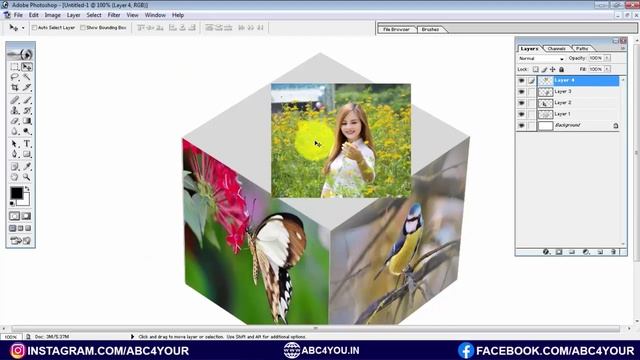 How to Make 3D Cube Shape in Photoshop 7 0, फ़ोटोशॉप 7 0 में 3D cube शेप कैसे बनाएं смотреть онлайн