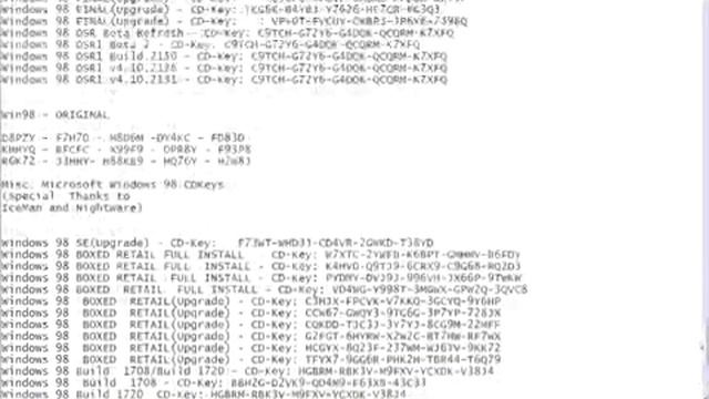 Windows XP, 98, NT, 2000 and 95 Serial keys смотреть онлайн