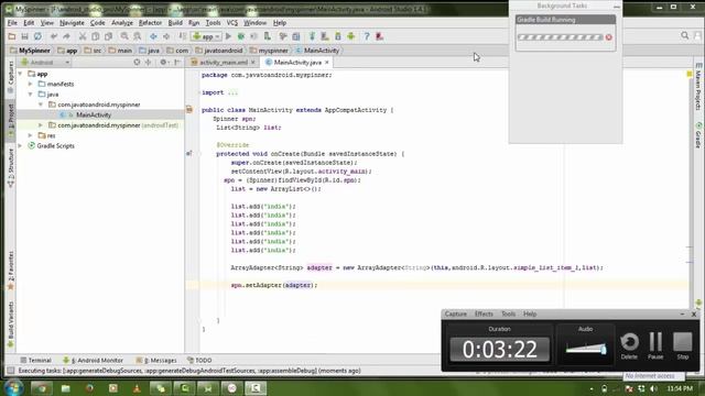 how to create spinner in android application development using android studio смотреть онлайн