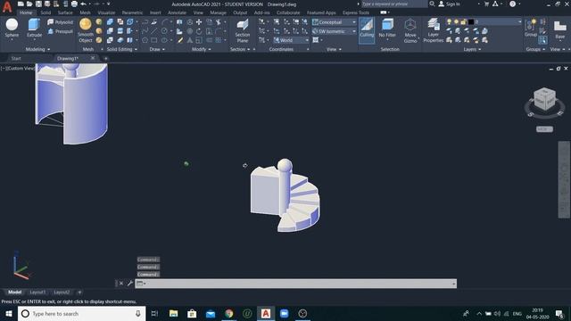 Autocad 2021 How to create simple 3D Stairs in Autocad смотреть онлайн
