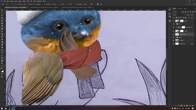 Bird sketch to realistic photo - Photoshop speedart смотреть онлайн