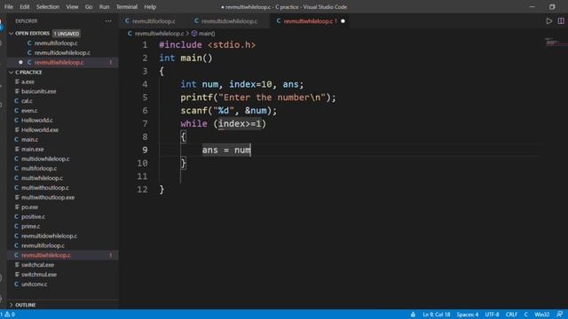 how to create reverse multiplication table using while loop in c program | programscorner смотреть онлайн