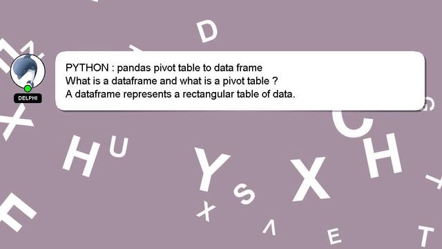 PYTHON : pandas pivot table to data frame смотреть онлайн