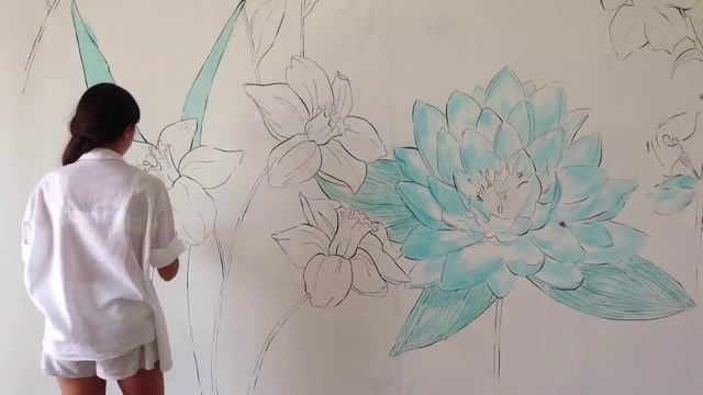 WALL ART -Flowers in my Room- speed painting смотреть онлайн