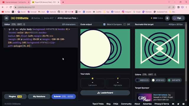 CSS Battle Solution | Target 169 - Abstract Plate | CSS3 | CSS Challenge смотреть онлайн