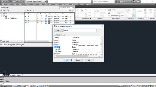 Assigning the Linetypes to Layer - AutoCAD смотреть онлайн