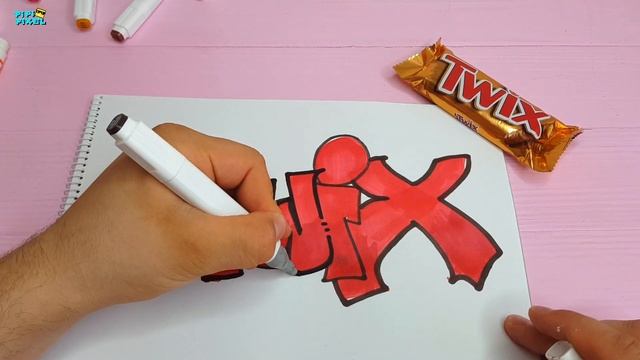 LEFT HAND DRAWING - TWIX LOGO IN GRAFFITI STYLE ! How to Draw Graffiti смотреть онлайн