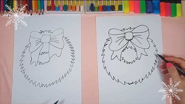 Как Нарисовать Рождественский Венок . How To Draw A Christmas Wreath смотреть онлайн