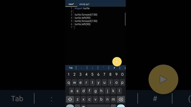 drawing square using python turtle in pydroid 3 (in Android) simple code #python #python3 смотреть онлайн