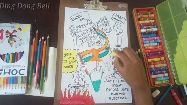 Stop Corruption, Your Vote is Your Voice Oil Pastel Drawing - Tutorial 3 смотреть онлайн