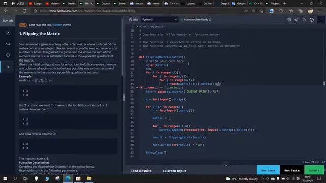 3 minutes Flipping the Matrix - HackerRank Mock test - Coding Demo How to solve in Python3 смотреть онлайн