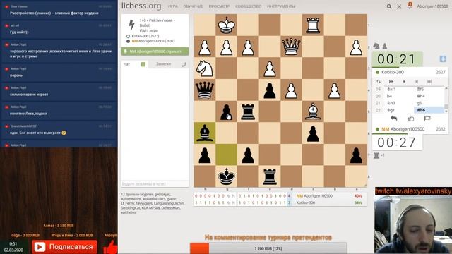 [RU] Шахматы. Игра со зрителями на lichess.org и анонс дневного стрима смотреть онлайн