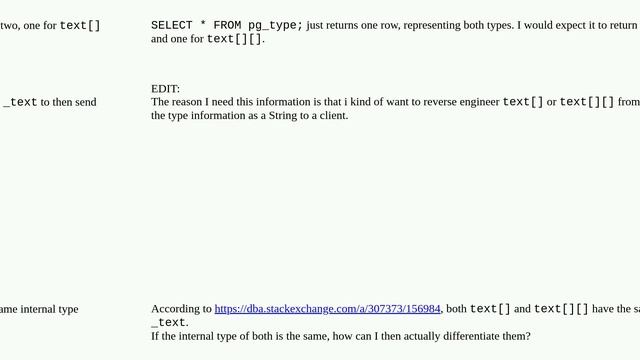 How to differentiate text[] and text[][] when both have the same internal type _text? смотреть онлайн