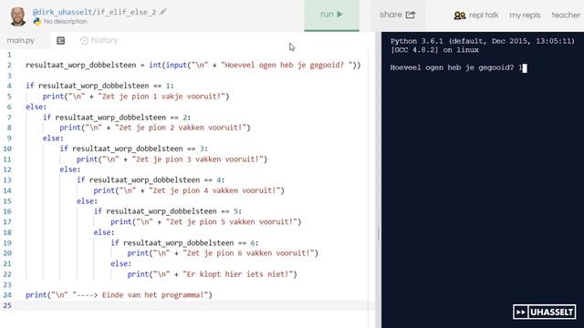 Het if-statement (2° uitbreiding) (if/elif/else) смотреть онлайн