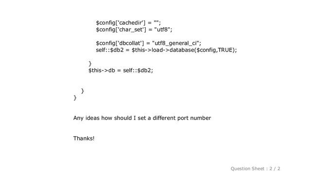 MySQL : PHP Codeigniter : set Port Number for MySQL Configuration смотреть онлайн